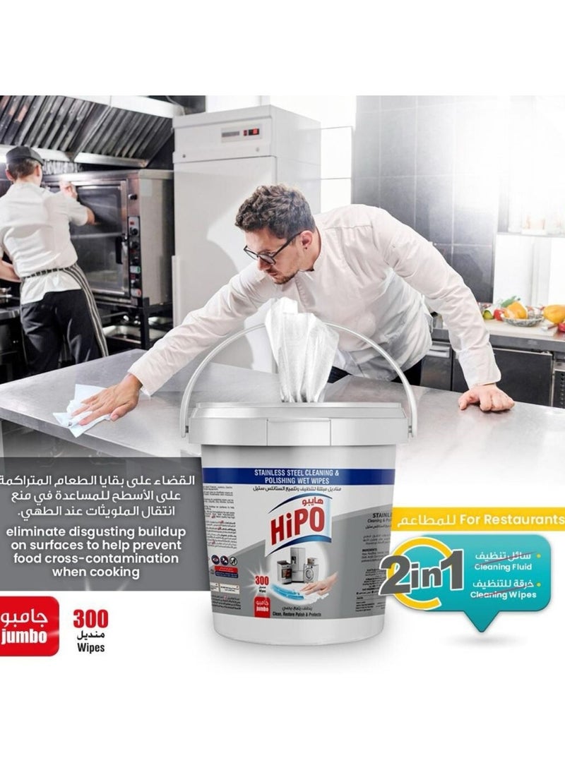 Stainless Steel Cleaning & Polishing 300 Wet Wipes