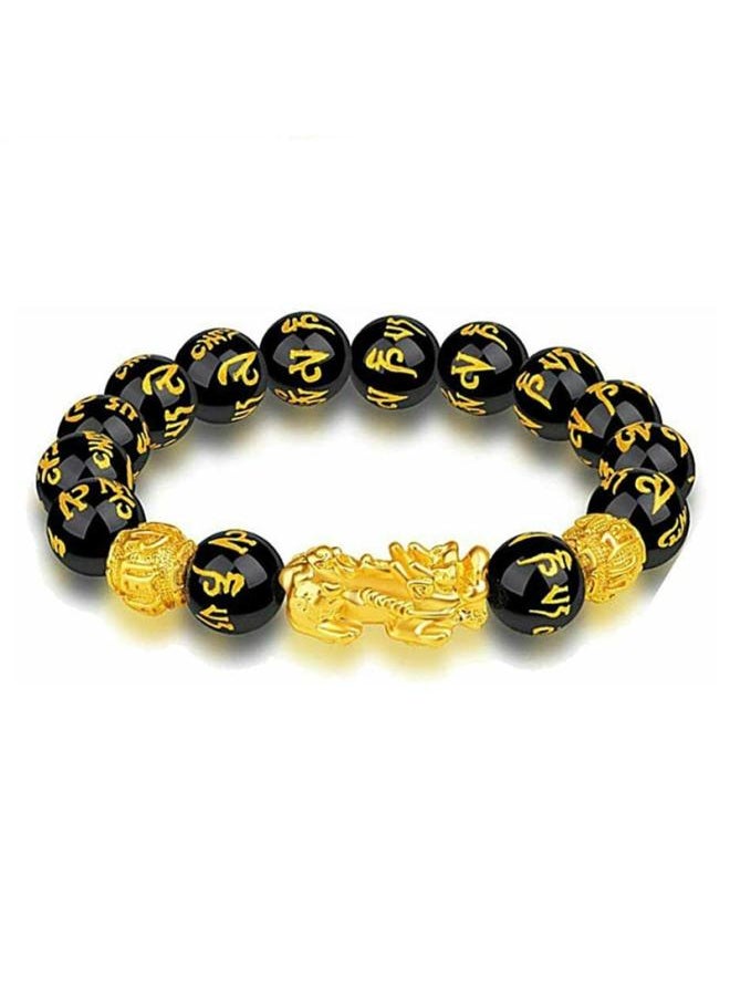نيبمينينت Color-preserving Imitation Obsidian Brave Bracelet Gold Six-character Mantra Direct 