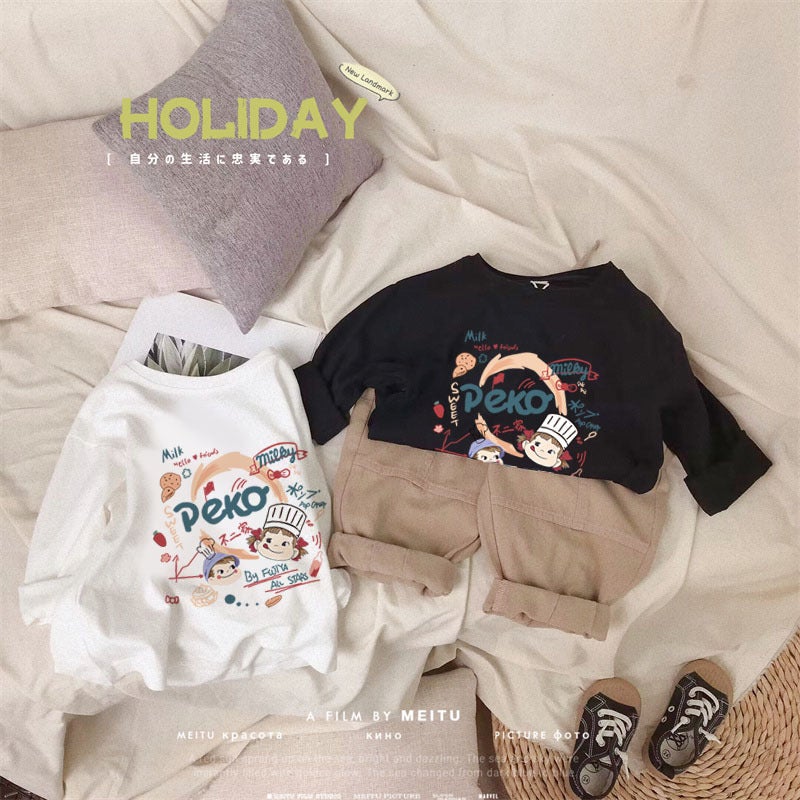 Pure Cotton Long-Sleeved T-Shirt for Children, Boys and Girls, Cartoon Anime Style, Simple Base Shirt for Toddlers and Young Children, Suitable for Spring and Autumn 2025 - Image 2