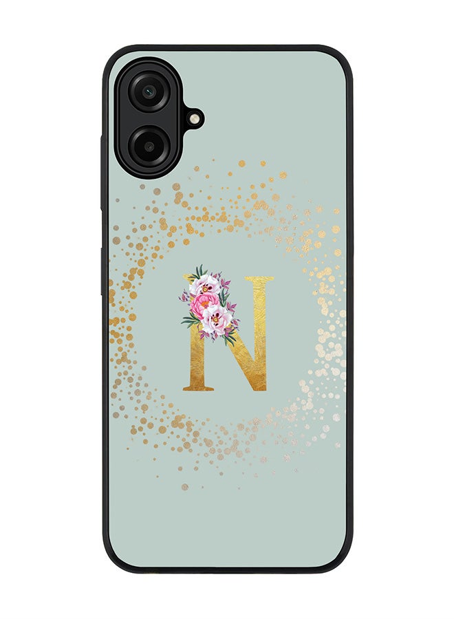 For Samsung Galaxy A07 4G Case,Slim fit Camera Protection, Shockproof Thin Phone cover  - Custom Monogram Floral - N  (Light Grey )