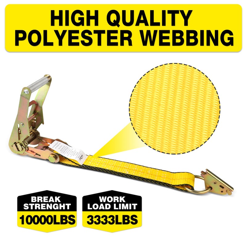Autofonder E Track Tire Straps for Trailer Heavy Duty 2" x 10' Auto Hauler Strap-10,000lb Guaranteed Break Strength-(4) Premium Vehicle Tie Down Kit with Rubber Blocks Wheel Tie-Downs for Truck, UTV - Image 5