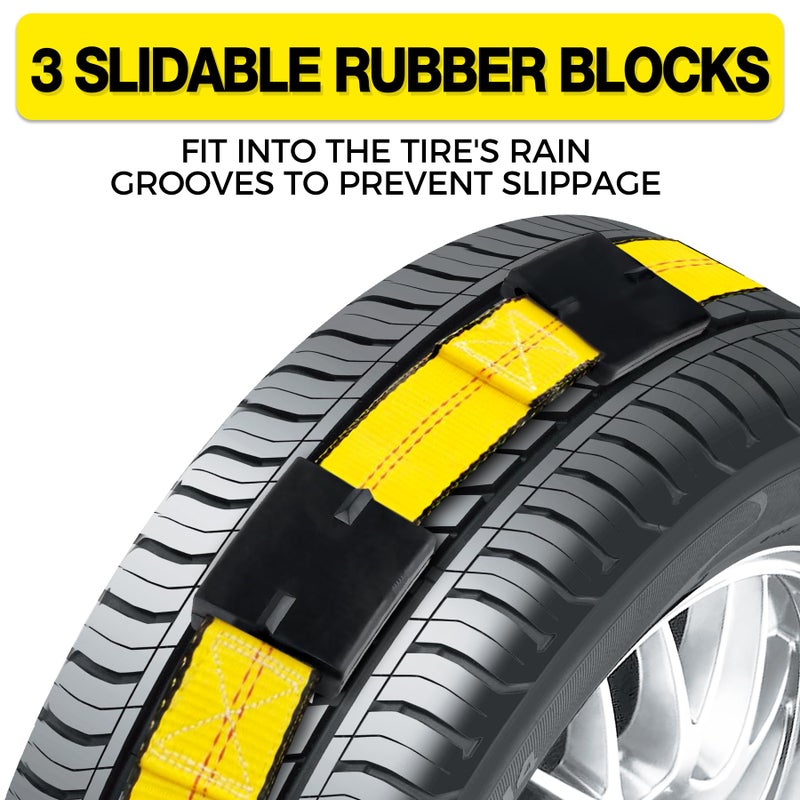 Autofonder E Track Tire Straps for Trailer Heavy Duty 2" x 10' Auto Hauler Strap-10,000lb Guaranteed Break Strength-(4) Premium Vehicle Tie Down Kit with Rubber Blocks Wheel Tie-Downs for Truck, UTV - Image 4