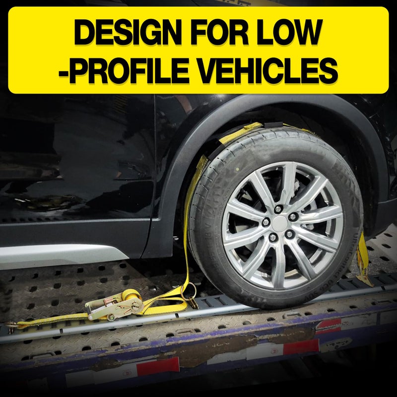 Autofonder E Track Tire Straps for Trailer Heavy Duty 2" x 10' Auto Hauler Strap-10,000lb Guaranteed Break Strength-(4) Premium Vehicle Tie Down Kit with Rubber Blocks Wheel Tie-Downs for Truck, UTV - Image 2