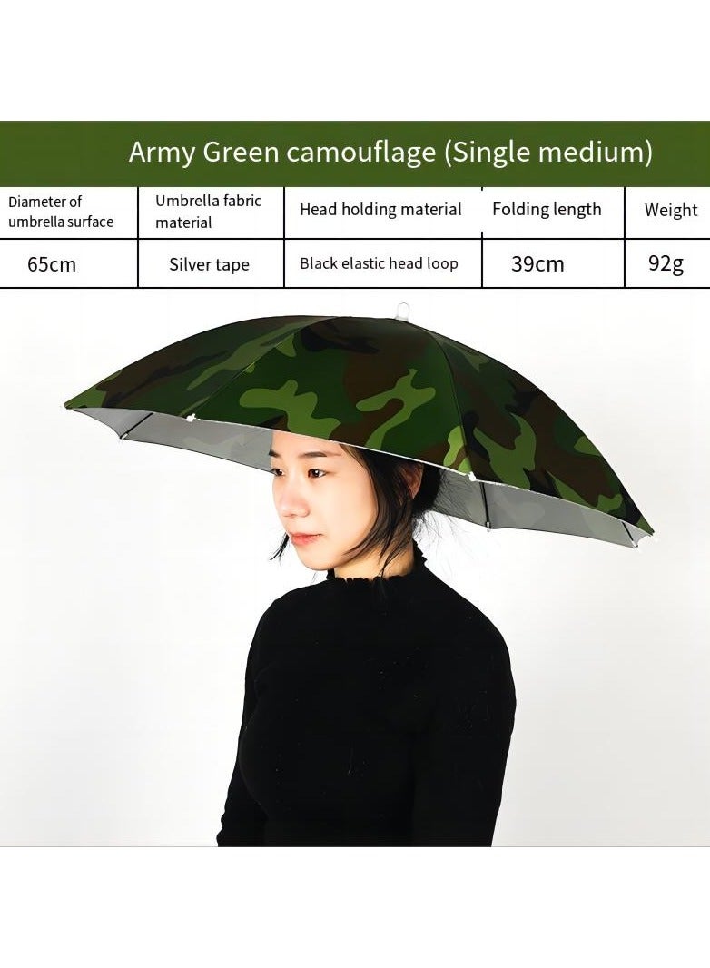 Generic Umbrella Hat Fishing Folding Adjustable Sun Rain Cap, Free Cap for Adults Children, Anti-UV Waterproof Headwear Gardening Golf Sunshade Outdoor