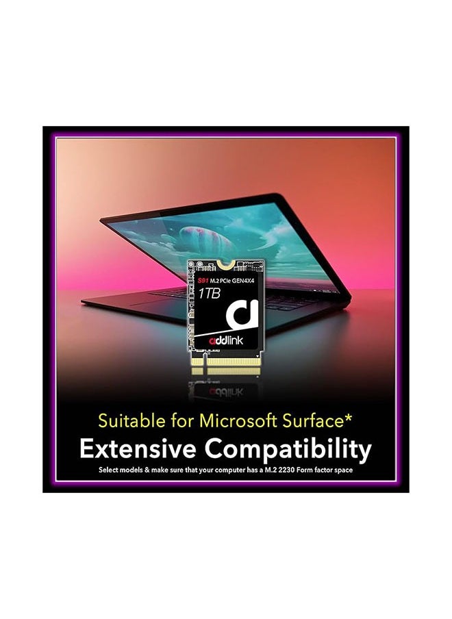 addlink - S91 1TB 2230 NVMe High Performance PCIe Gen4x4 2230 3D TLC NAND SSD SSD - Read Speed up to 5000 MB/s Internal Solid State Drive - (ad1TBS91M2P) - Image 1