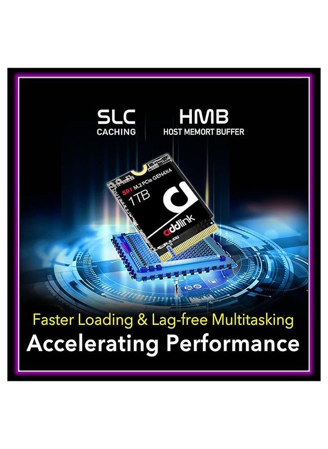 addlink - S91 1TB 2230 NVMe High Performance PCIe Gen4x4 2230 3D TLC NAND SSD SSD - Read Speed up to 5000 MB/s Internal Solid State Drive - (ad1TBS91M2P) - Image 1
