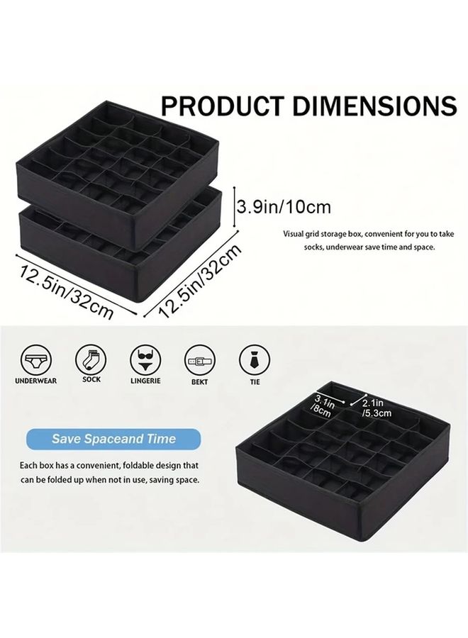 Black Foldable Drawer Organizer 24 Cell Tension Mount For Underwear Socks Clothing Storage - Image 2