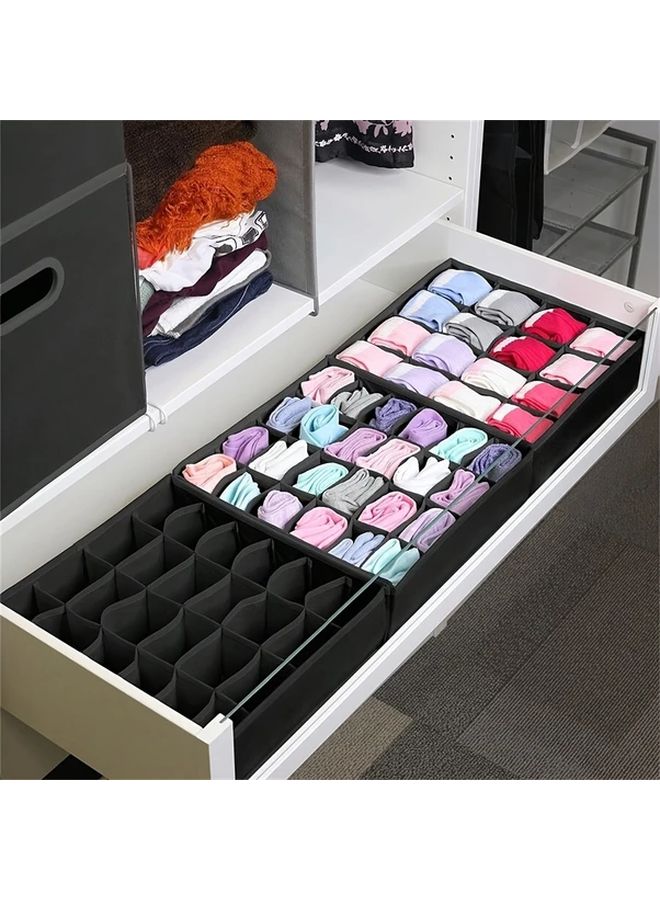 Black Foldable Drawer Organizer 24 Cell Tension Mount For Underwear Socks Clothing Storage - Image 4