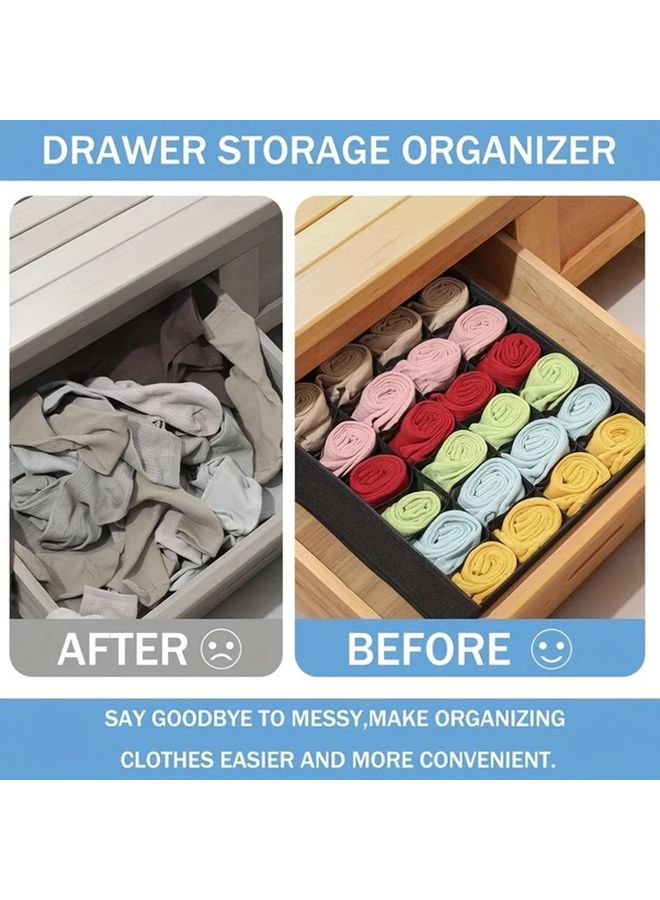 Black Foldable Drawer Organizer 24 Cell Tension Mount For Underwear Socks Clothing Storage - Image 5