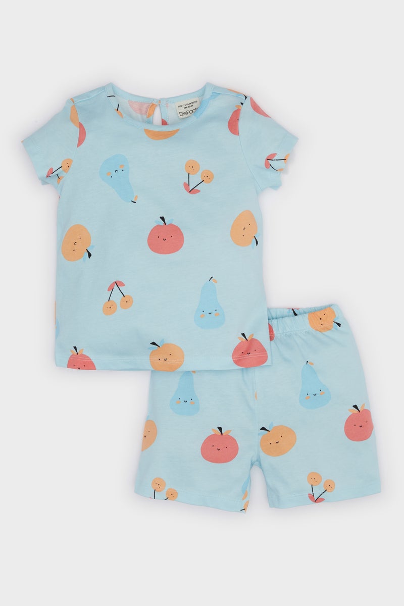 DeFacto Baby Girl 2 piece Regular Fit Fruit Knitted Pyjamas  - Image 1