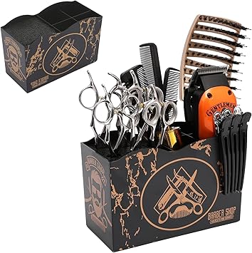 Naapesi Barber Tools Holder Barber Scissors Holder Box Professional Scissor Holder Storage Shear Holder Hairdressing Storage Box Desktop Organizer for Hairstyling Hair Clipper Brushes Combs Clips Black - Image 1