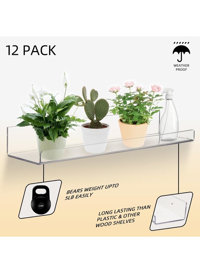 TPGP Acrylic Small Adhesive Wall Shelves, Mini Floating Shelves, Acrylic Display Shelves, Ledges For Pop Figures, Plant, Picture Photo Modern Wall For Bedroom Decor Living Room - Image 4