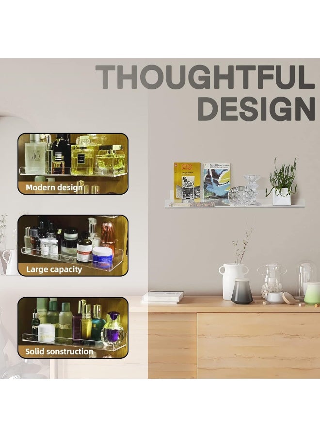 TPGP Acrylic Small Adhesive Wall Shelves, Mini Floating Shelves, Acrylic Display Shelves, Ledges For Pop Figures, Plant, Picture Photo Modern Wall For Bedroom Decor Living Room - Image 5
