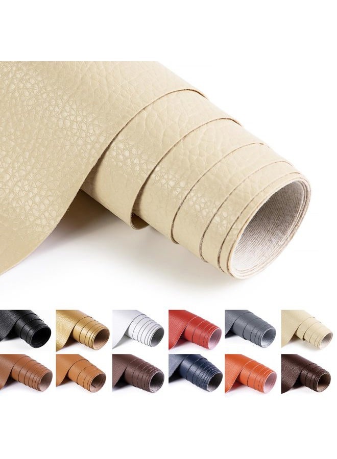 ANMINY قماش جلد صناعي فينيل مع ظهر قطن للأشغال اليدوية أدوات DIY خياطة هواية ورشة عمل صنع المحفظة سميك 0.7 مم بعرض 54 بوصة بالياردة (العاج) - Image 1
