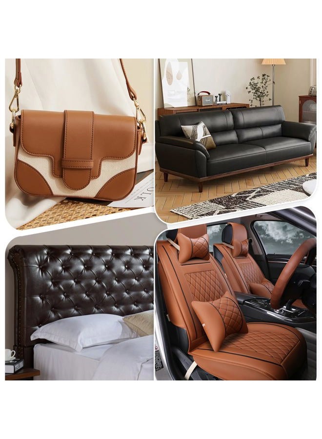 ANMINY قماش جلد صناعي فينيل مع ظهر قطن للأشغال اليدوية أدوات DIY خياطة هواية ورشة عمل صنع المحفظة سميك 0.7 مم بعرض 54 بوصة بالياردة (العاج) - Image 5