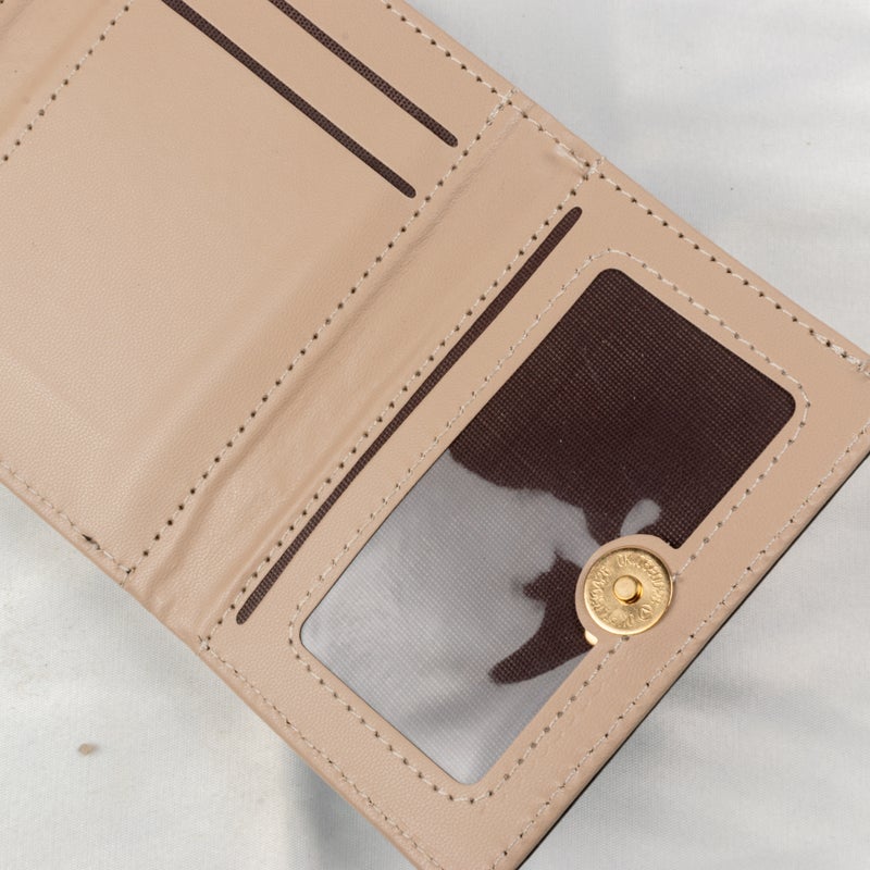 Leather Flip Wallet & Card Holder with Multiple Pockets - Beige - Image 3