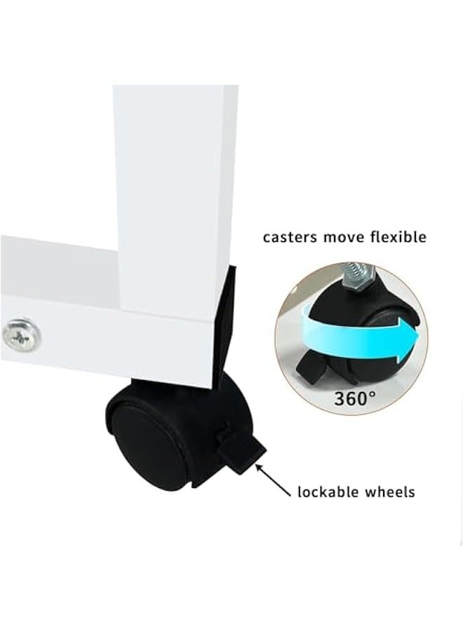 تراسل مكتب كمبيوتر متنقل بارتفاع قابل للتعديل للمساحات الصغيرة مكتب متحرك بعجلات مكتب مكتب مكتب دراسة منزلي محمول لغرف النوم مكتب عمل مقاس 31.5 × 15.7 بوصة مع طاولة ألعاب تخزين - Image 5