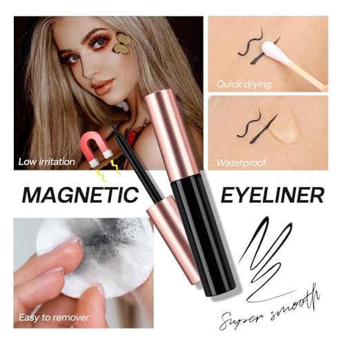 CALAILIS Magnetic Eyelashes for Women,Natural Reusable Magnet Eyelashes 3 Pairs Eyelashes Magnetic with Tweezers& Waterproof Eyeliner(CY302) - Image 5