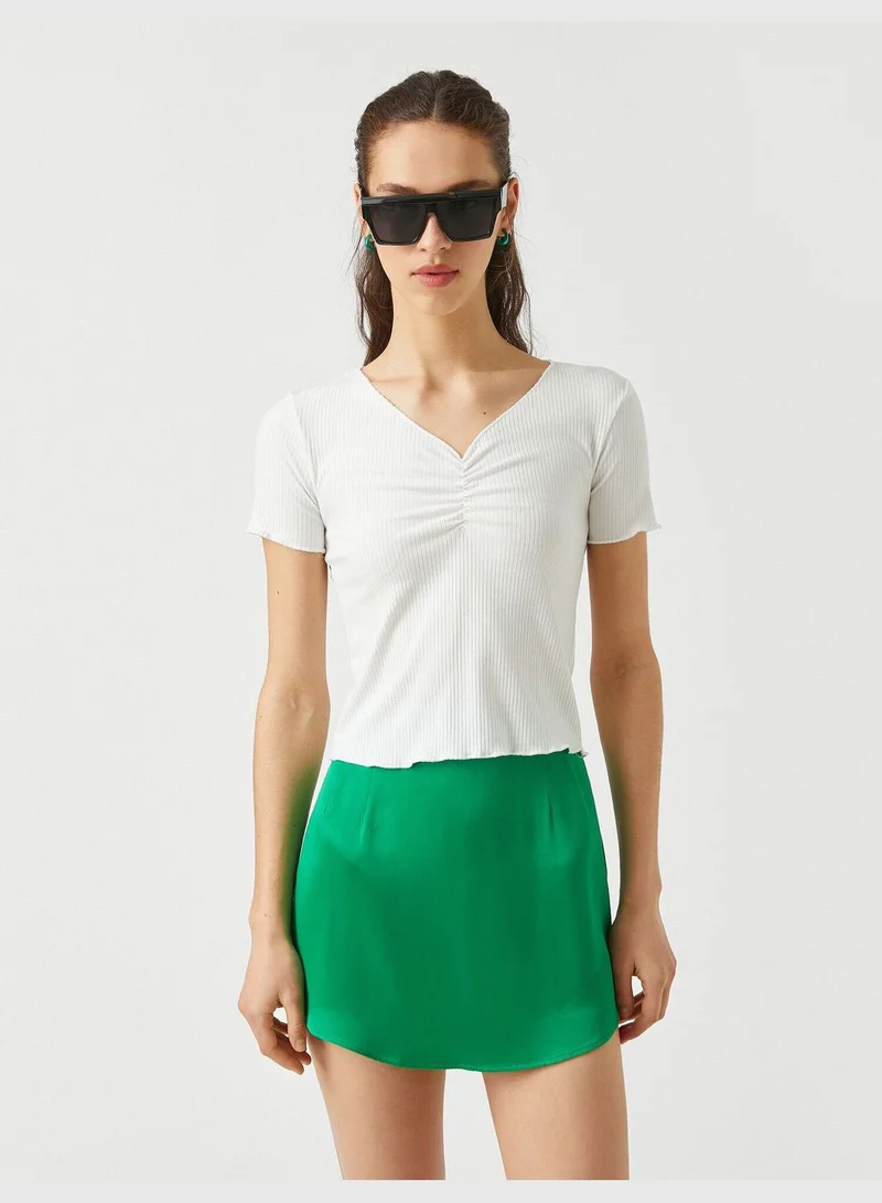 كوتون Short Sleeve Ruffle Basic T-shirt