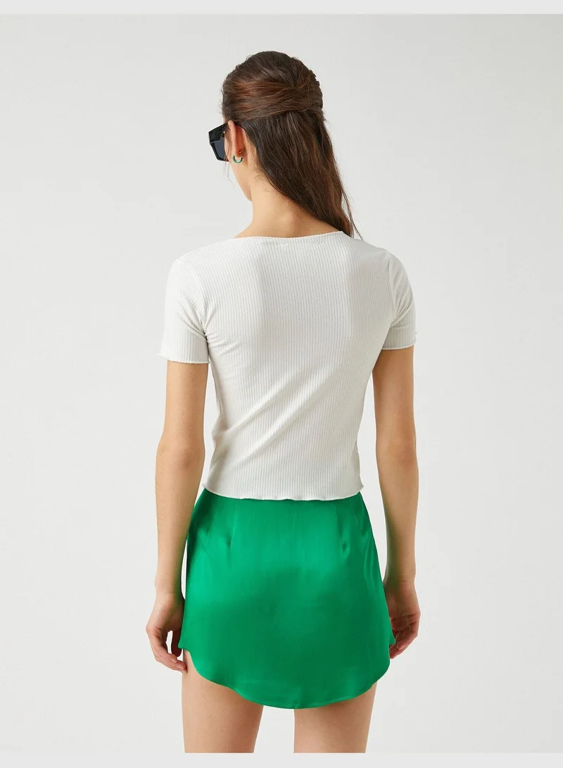 كوتون Short Sleeve Ruffle Basic T-shirt
