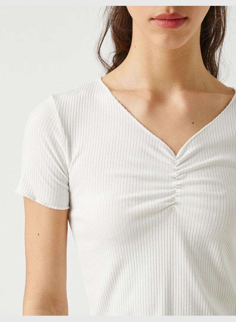 كوتون Short Sleeve Ruffle Basic T-shirt