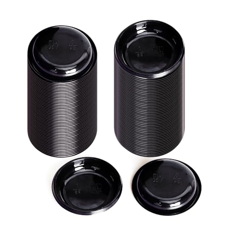ICSTM Disposable Sauce Dishes, 100 pcs Plastic Disposable Round Black Dipping Sauce Dishes, Seasoning Platter, Soy Sauce Dish for Sushi Mustard Vinegar Soy BBQ Ketchup - Image 1