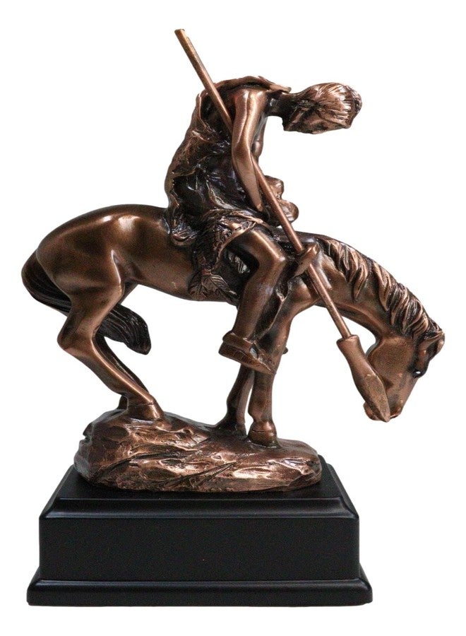 Ebros Gift Ebros End of The Trail Indian Native Tribal Hero Warrior Statue with Trophy Base Electroplated Bronze Resin Reproduction of James Fraser Masterpiece in Wisconsin National Cowboy Museum - Image 1