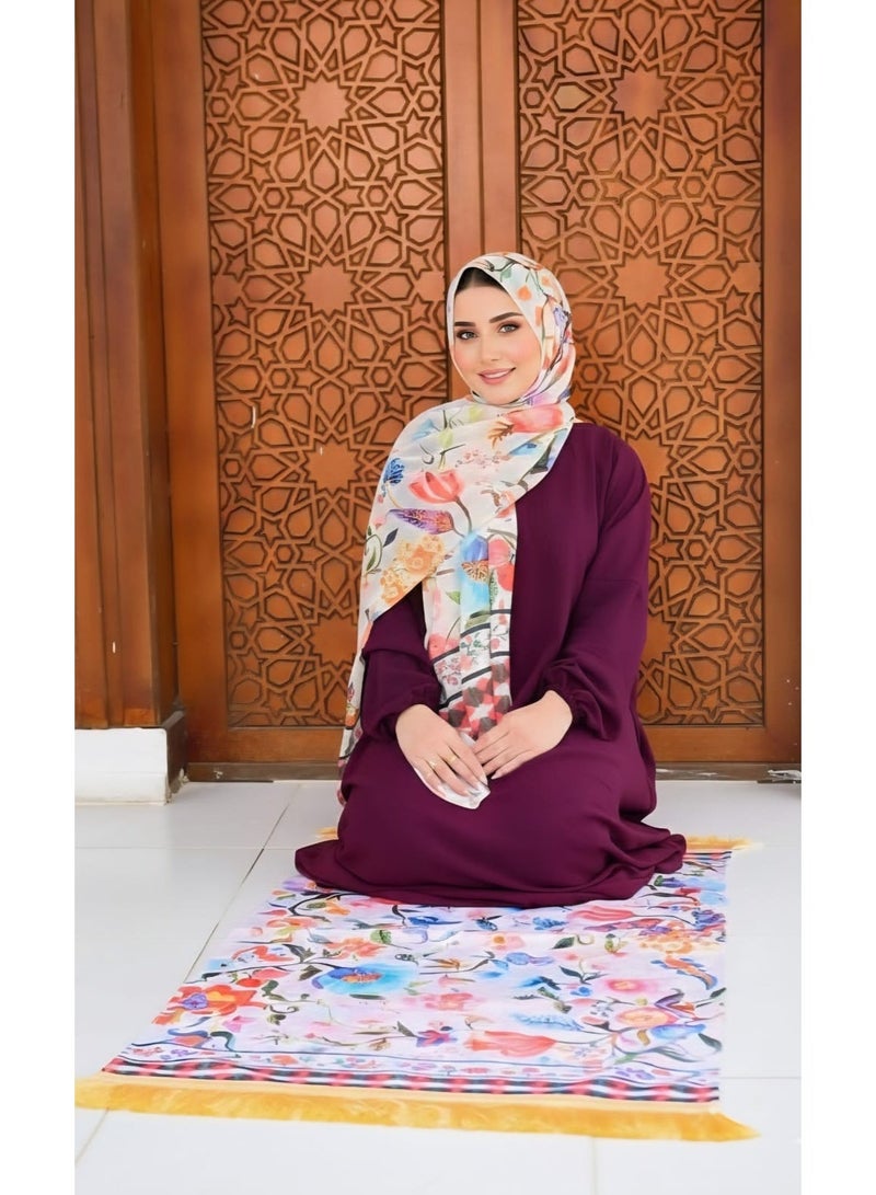 i diD Women's Prayer Isdal - Soft Cooling CY Fabric - Includes Tarha 180cm & Matching Color Prayer Mat Gift, and Rosary beads ,the best choice as a gift in any Event, Ramadan, haj ,Omra - Image 3