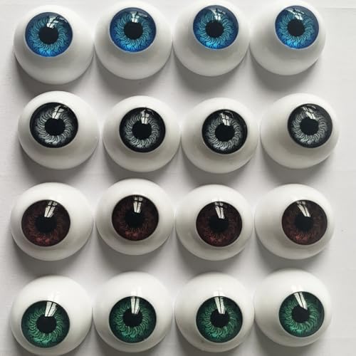 Jashem 8 Pairs of 4 Colors 22mm Half Round Realistic Acrylic Eyes for Halloween Props, Masks, Dolls or Bears Craft Plastic Eyeballs (22mm) - Image 1