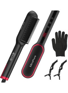 miropure MiroPure Hair Straightener Brush with 13 Temp Settings Ring Straightening Comb 30s Fast Heating 50 Million Level Anion Negative Ions LED Display Dual Voltage for Women 