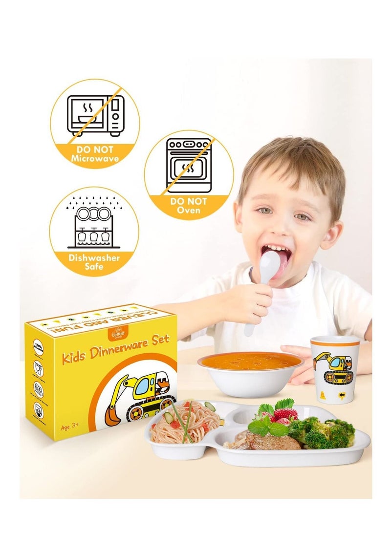 XiuWoo Kids Dinnerware Set Includes Plate Bowl Cup and Tableware Made of Durable Material, Perfect for Child Toddler Utensils Self Feeding - Image 4