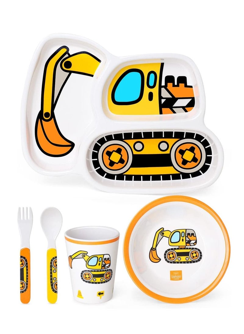 XiuWoo Kids Dinnerware Set Includes Plate Bowl Cup and Tableware Made of Durable Material, Perfect for Child Toddler Utensils Self Feeding - Image 1