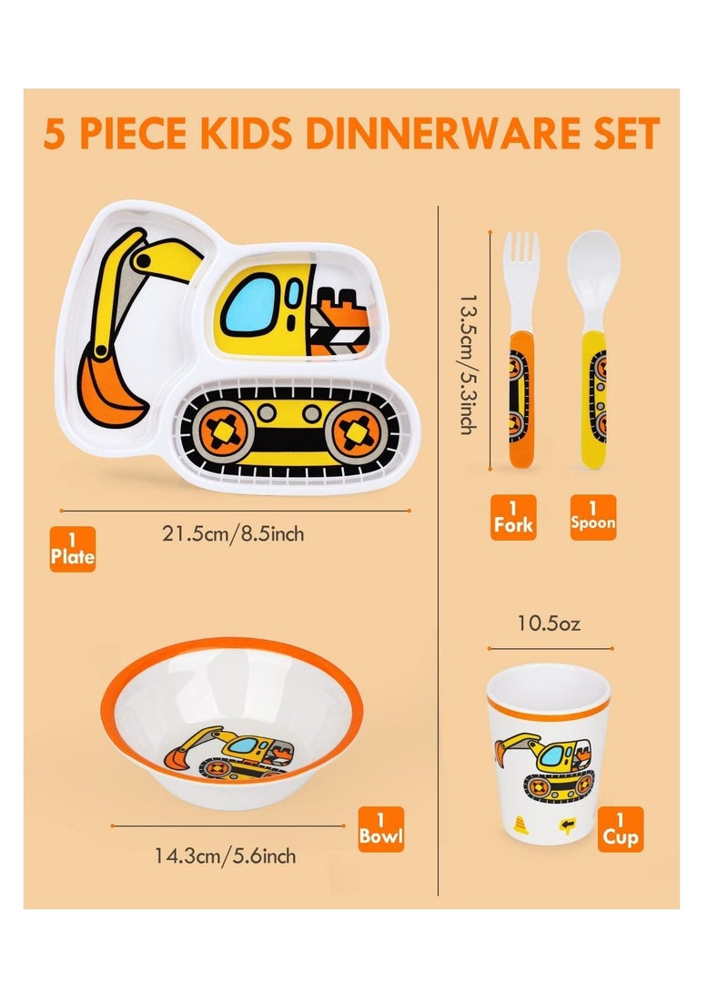 XiuWoo Kids Dinnerware Set Includes Plate Bowl Cup and Tableware Made of Durable Material, Perfect for Child Toddler Utensils Self Feeding - Image 5