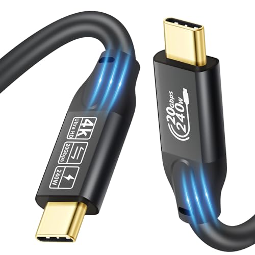 CHENLENIC 20Gbps USB C 3.2 Gen 2 Cable, Type C 4K@60Hz UHD Video 5A/240W PD3.1 Fast Charge w/E-Marker Compatible with Thunderbolt 3/4 for Phone 15Pro MacBook Pixel Dell Monitor - Image 1