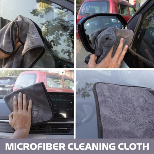 DETAILZ Microfiber Car Cleaning Cloth - Super Soft 800GSM (40x40 CM) Microfiber Cloth for Car and Bike - Suede Edging for Scratch Less Drying and Detailing (Pack of 2) - Image 5