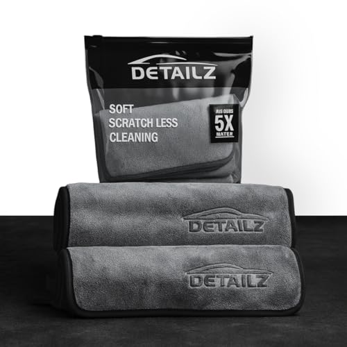 DETAILZ Microfiber Car Cleaning Cloth - Super Soft 800GSM (40x40 CM) Microfiber Cloth for Car and Bike - Suede Edging for Scratch Less Drying and Detailing (Pack of 2) - Image 1