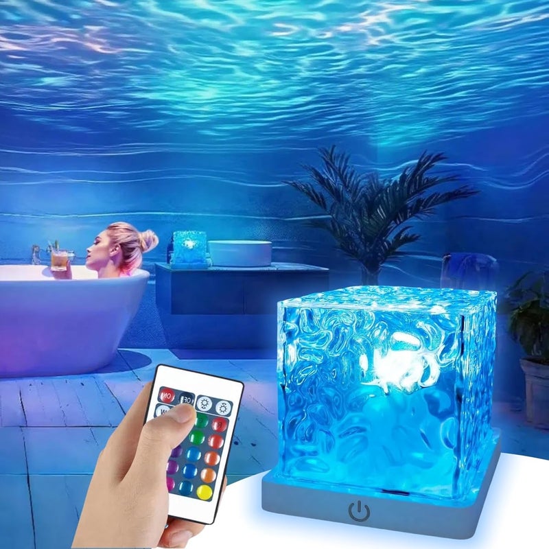 Ocean Wave Projector Light: Blue, Rechargeable Cordless Lamp - Color Changing Ambient Lighting for Home Bathroom Bedroom Decor - Image 1