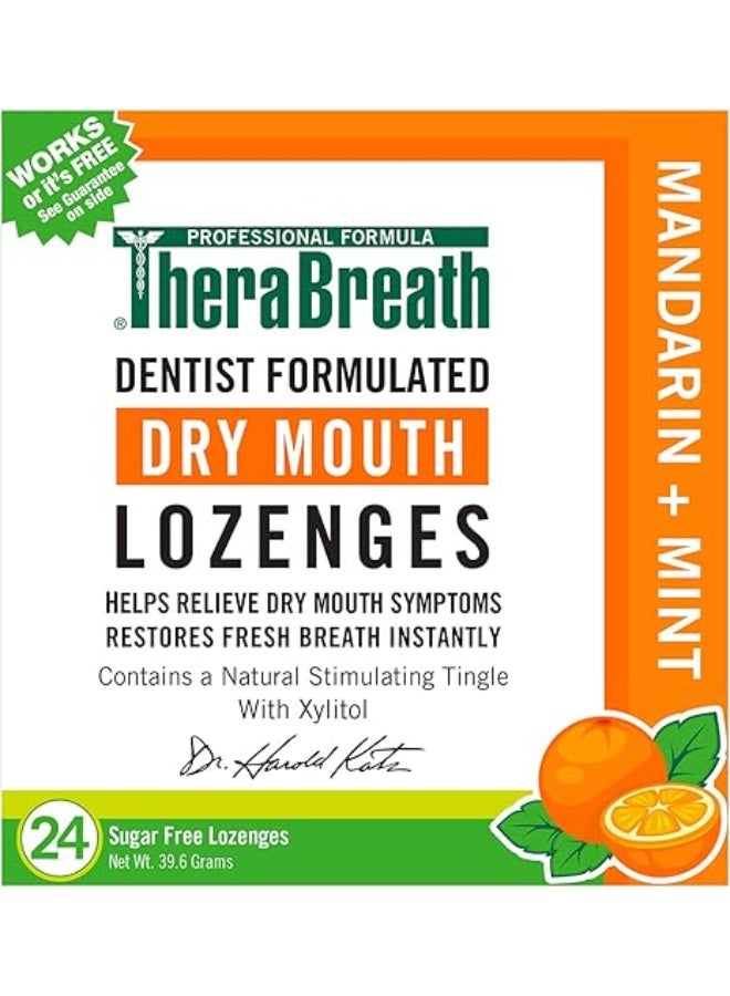 TheraBreath Dry Mouth Dentist Formulated Sugar-Free Lozenges, Mandarin Mint, 24 Count