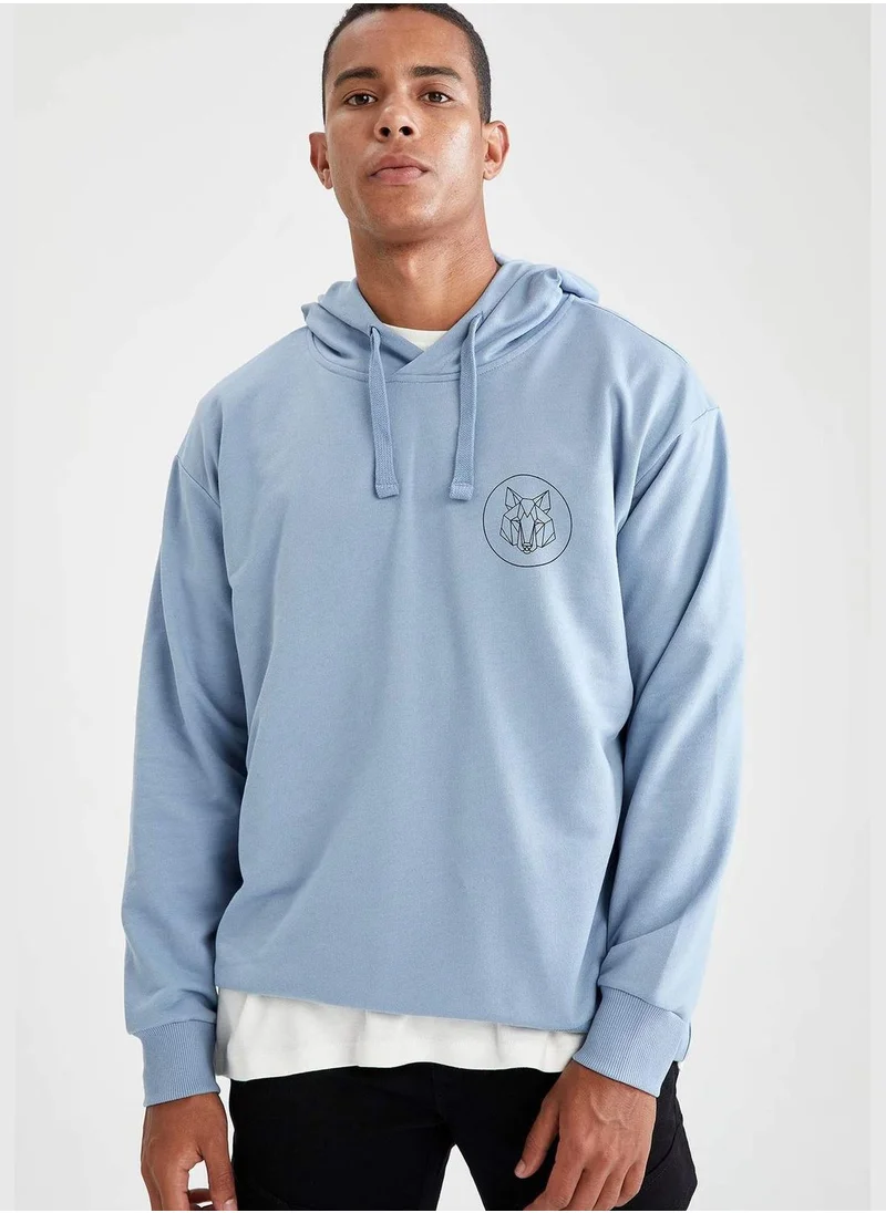 DeFacto Origami Printed Long Sleeve Hoodie