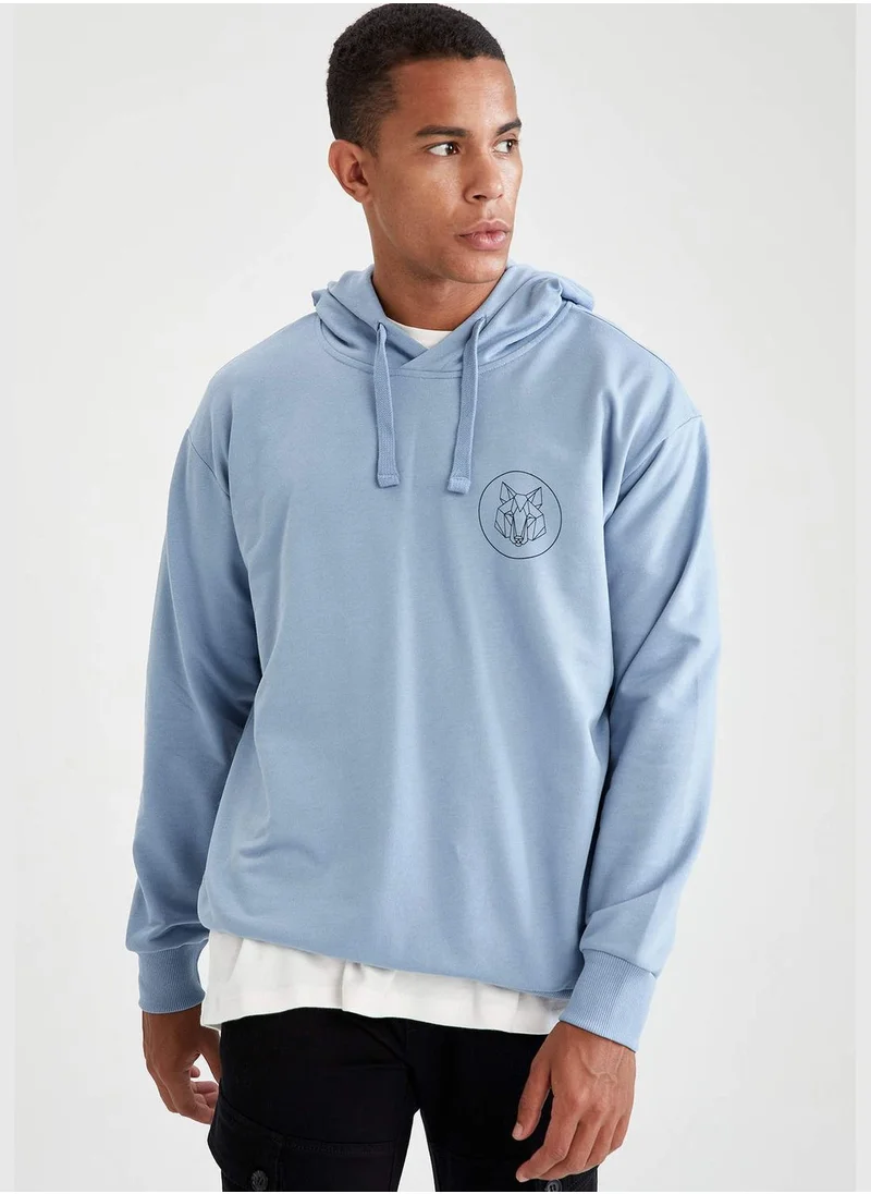 DeFacto Origami Printed Long Sleeve Hoodie
