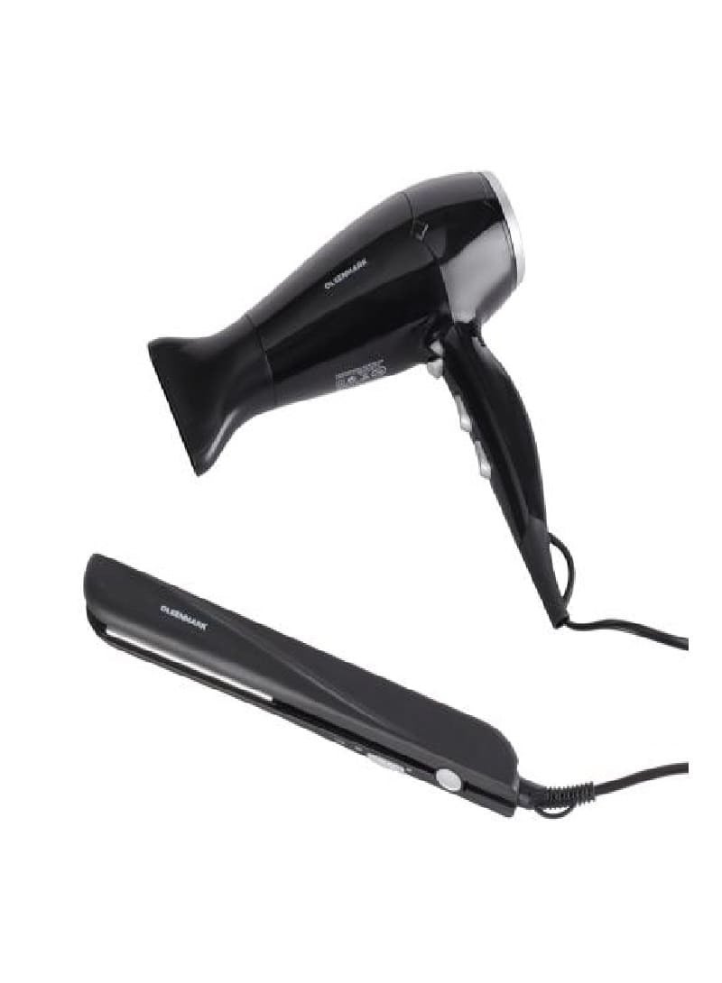 عام مجفف شعر ومكواة شعر، 2 إعدادات للسرعة، OMHC4095 | مجموعة السفر 2 في 1 من المجفف ومكواة فرد الشعر | ستايلر احترافي | ألواح طلاء السيراميك - Image 1