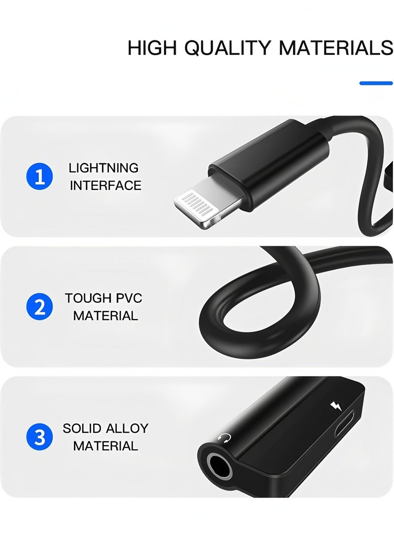 أبلينم محول Lightning إلى 3.5 مم جاك دونجل سبليتر (2 في 1) معتمد من MFI من Apple لجهاز iPhone Aux كابل صوت سماعة الرأس سلك شاحن لـ 7 8 Plus X Xr 14 13 12 11 Pro Max لشحن iPad وسماعات الأذن الموسيقية - Image 4