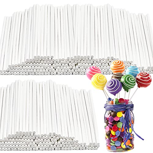 Bvrbaory 500 Pcs 4-Inch White Lollipop Sticks,Cake Pops Sticks,Paper Treat Sticks Sucker Stick for Cake Toppers,Dessert,Chocolate,Cookie,Candy(3mm) - Image 1