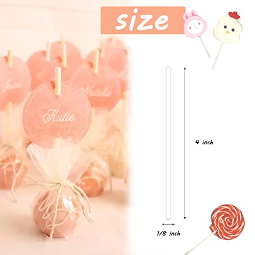 Bvrbaory 500 Pcs 4-Inch White Lollipop Sticks,Cake Pops Sticks,Paper Treat Sticks Sucker Stick for Cake Toppers,Dessert,Chocolate,Cookie,Candy(3mm) - Image 2