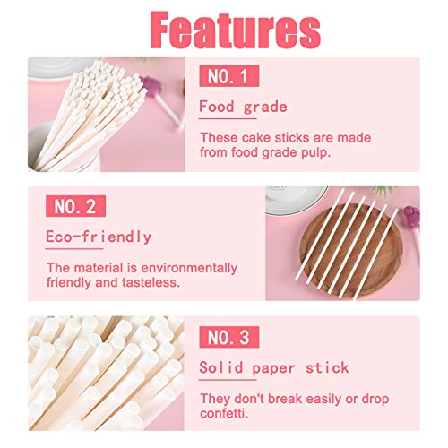 Bvrbaory 500 Pcs 4-Inch White Lollipop Sticks,Cake Pops Sticks,Paper Treat Sticks Sucker Stick for Cake Toppers,Dessert,Chocolate,Cookie,Candy(3mm) - Image 3