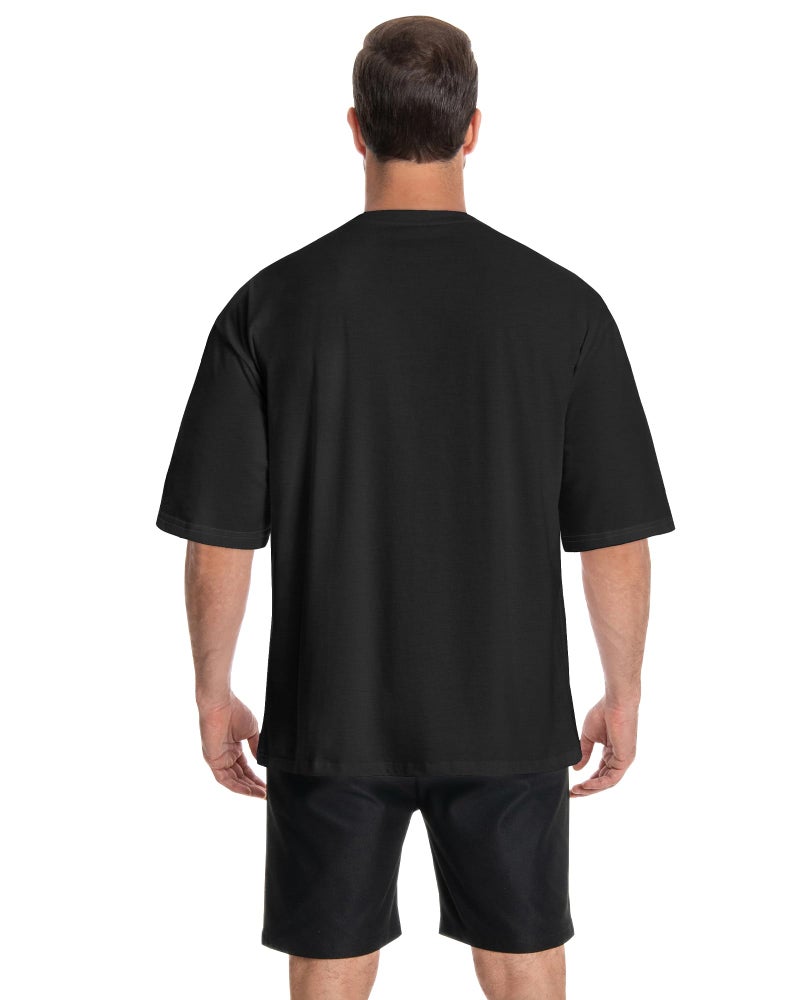 rosemia Oversized Tshirts for Men Crewneck Graphic Tees Basic Short Sleeve Loose Fit Tops, Black Color, XL - Image 5