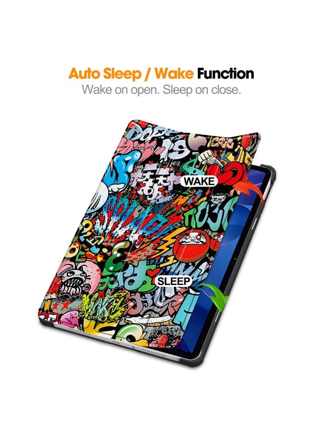 Tablet Case For Xiaomi Redmi Pad 2 11inch Multi-Viewing Angles All New PU Leather Smart Cover with Auto Sleep Wake Feature Slim Flip Shell Case for Redmi Pad2 11" 2025 (Graffiti) - Image 2