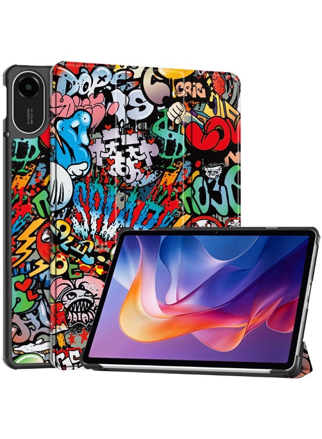 Tablet Case For Xiaomi Redmi Pad 2 11inch Multi-Viewing Angles All New PU Leather Smart Cover with Auto Sleep Wake Feature Slim Flip Shell Case for Redmi Pad2 11" 2025 (Graffiti) - Image 1