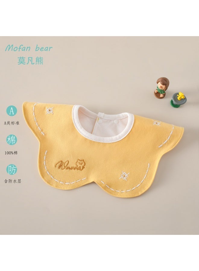 3-Pack Infant Bibs - 360° Rotatable Waterproof Cotton Drool Bibs for Newborns, Anti-Spit Milk Essentials with Petal Design - Image 2