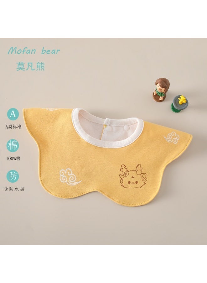 3-Pack Infant Bibs - 360° Rotatable Waterproof Cotton Drool Bibs for Newborns, Anti-Spit Milk Essentials with Petal Design - Image 3